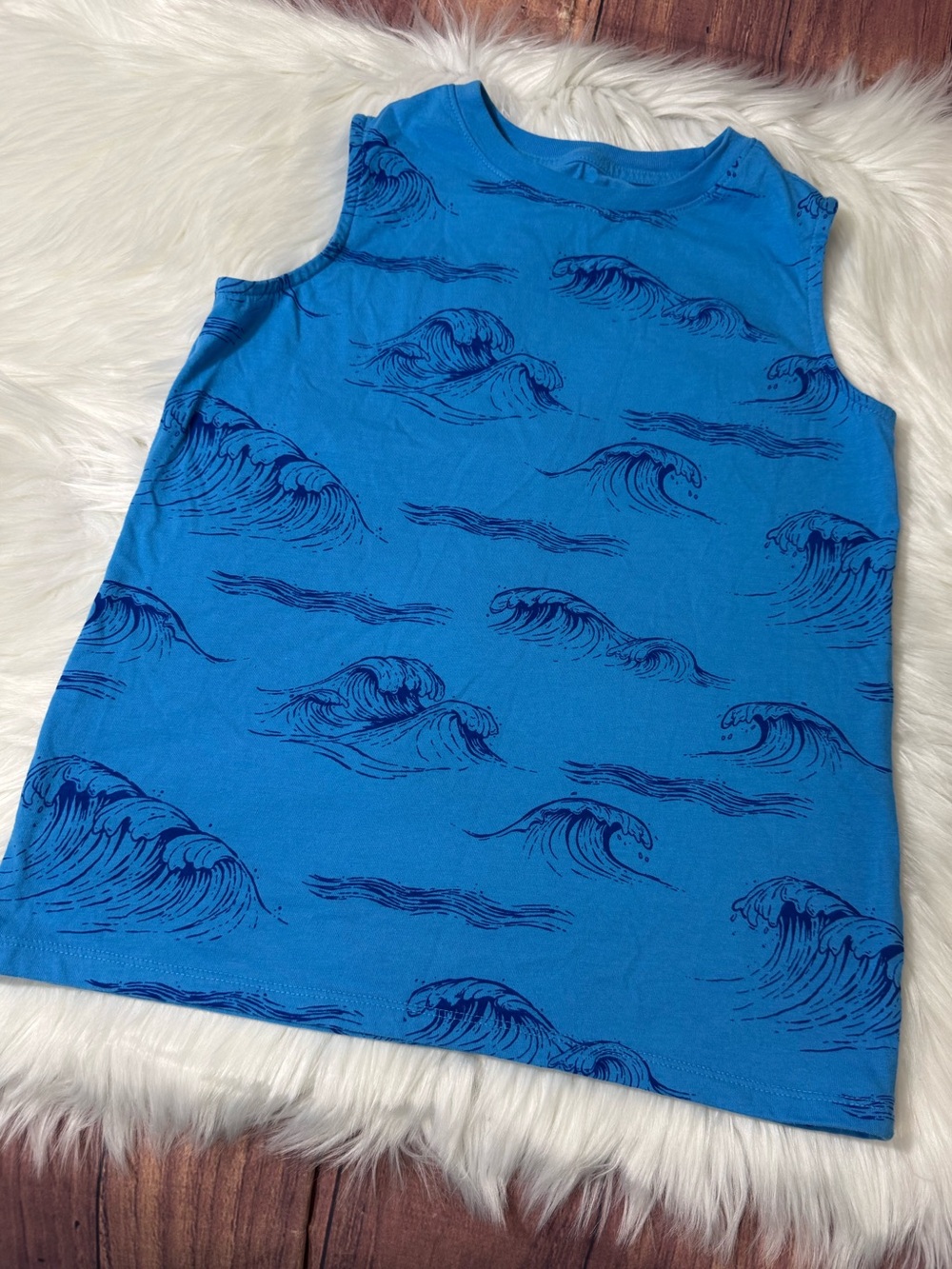 Cat & Jack Blue Wave Print Sleeveless Tank Top - Boys Size M (8)